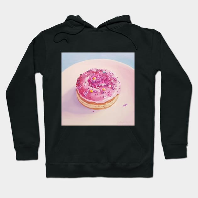 Strawberry Swirl Donut painting Hoodie by EmilyBickell